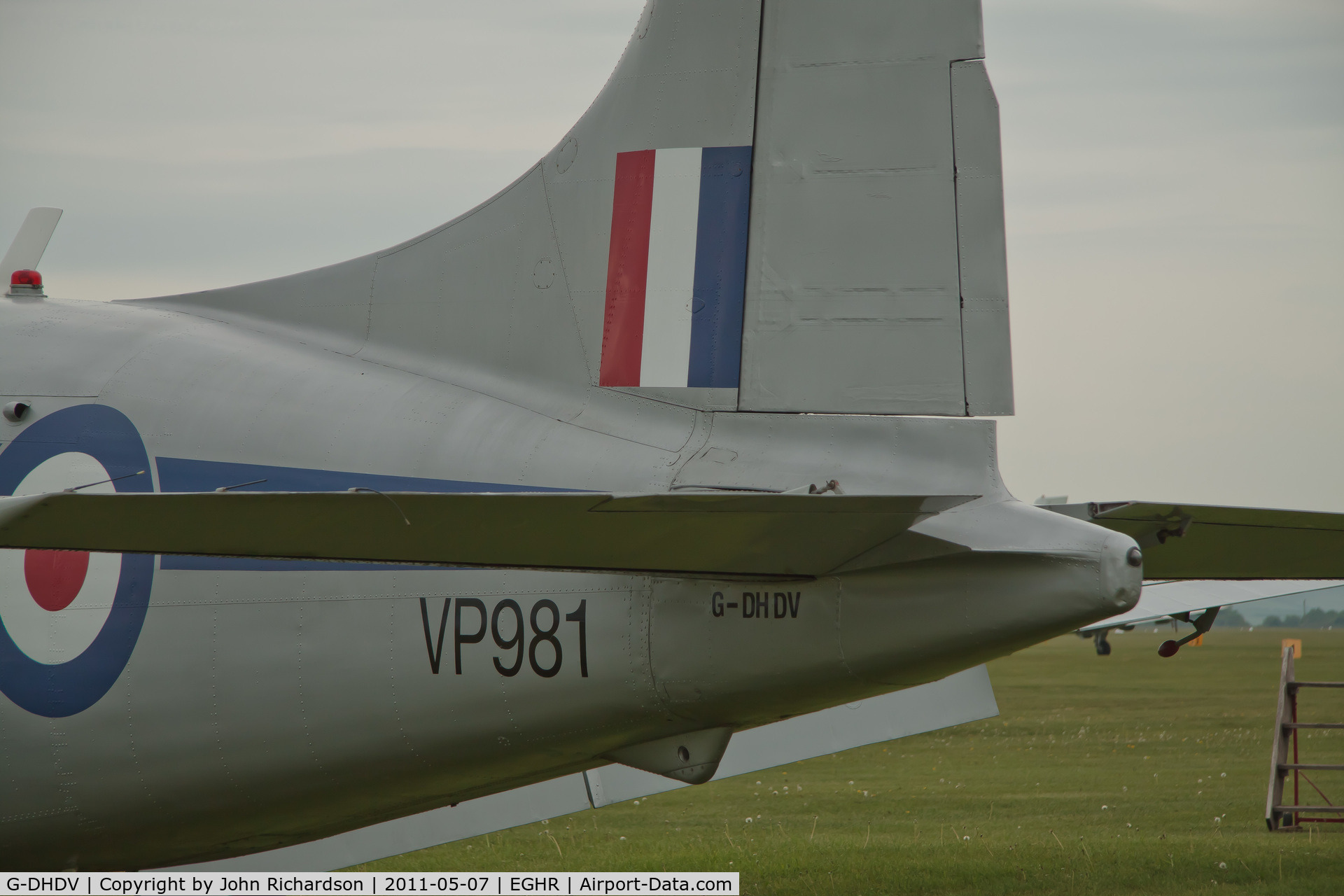 G-DHDV, De Havilland DH-104 Devon C.2 C/N 04205, Shot of tail to show G-DHDV and VP981
