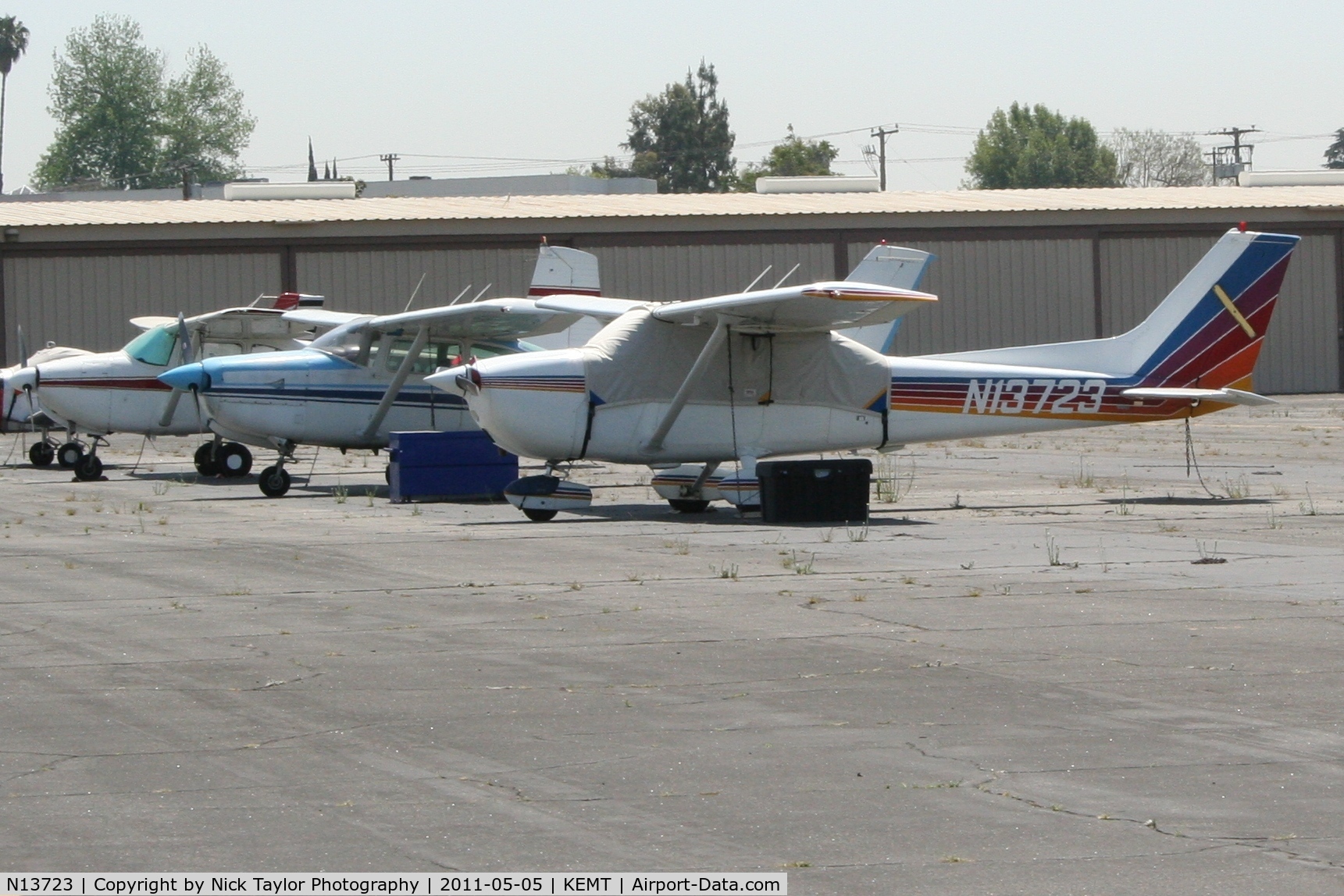 N13723, 1974 Cessna 172M C/N 17262970, Nicely painted Cessna sitting at El Monte Airport