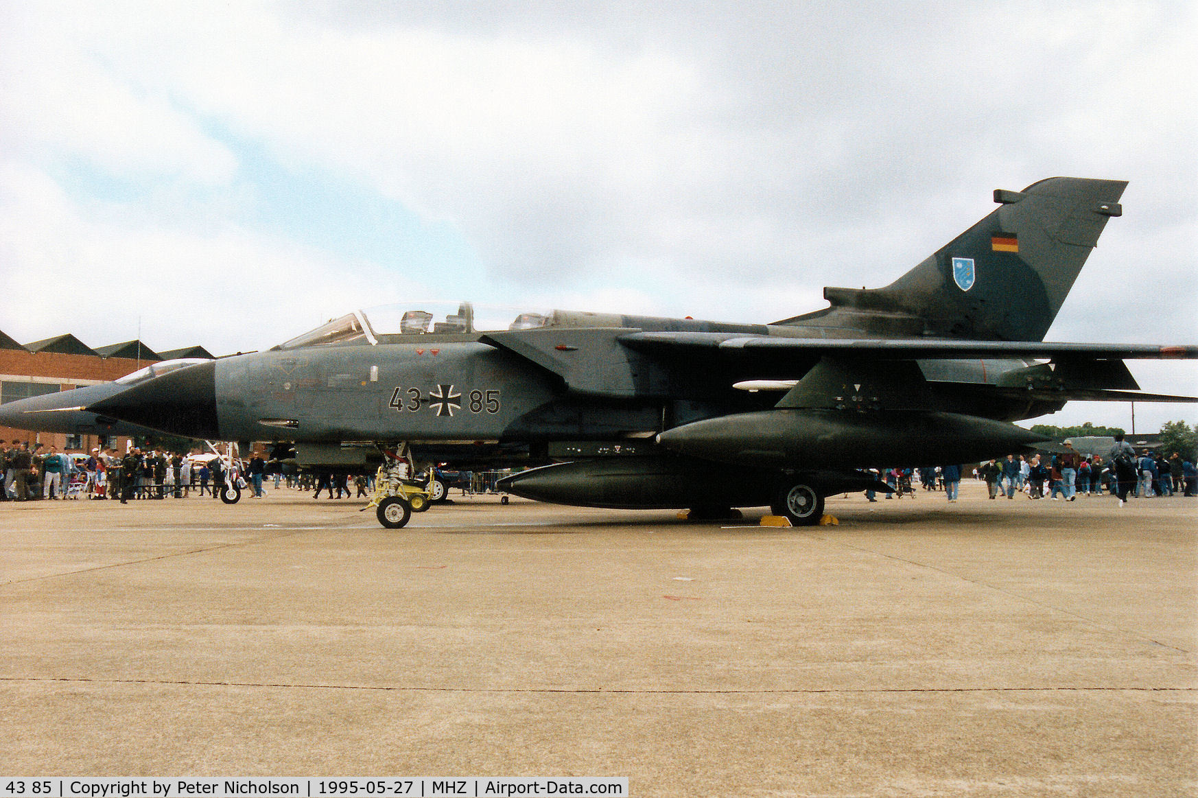 43 85, Panavia Tornado IDS C/N 221/GS058/4085, Tornado IDS of German Air Force's JBG-38 on display at the 1995 RAF Mildenhall Air Fete.