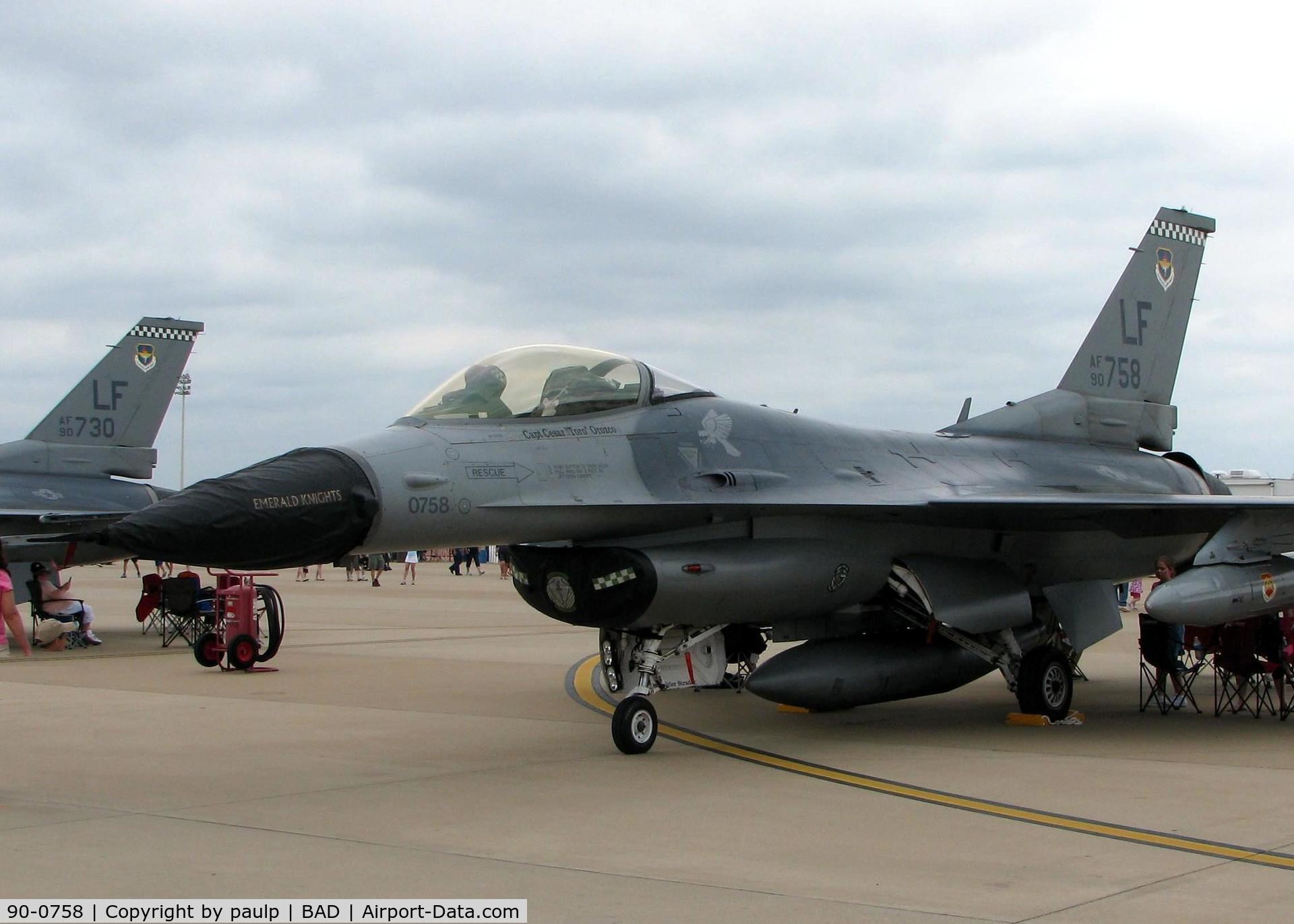 90-0758, 1990 General Dynamics F-16CG Night Falcon C/N 1C-366, Barksdale Air Force Base 2011