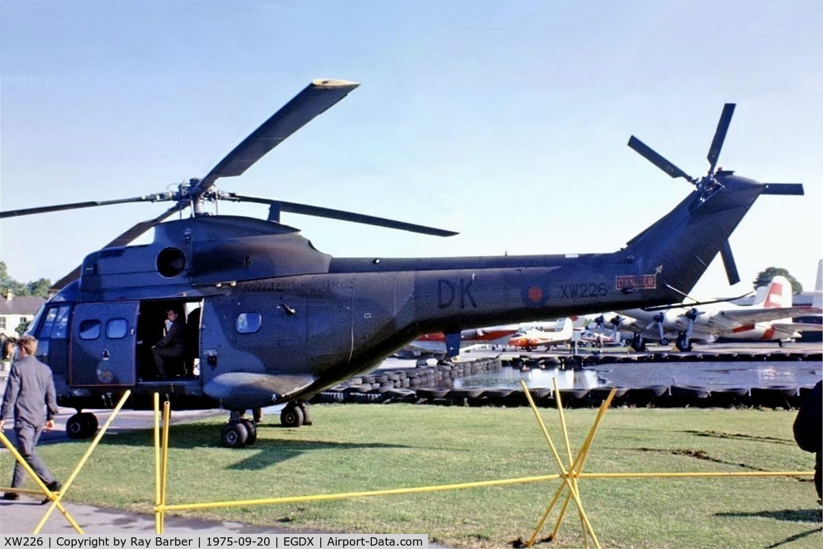 XW226, 1972 Westland Puma HC.1 C/N 1175, Aerospatiale SA330 Puma HC1 [1175] St.Athan~G 20/09/1975. Taken from a slide.