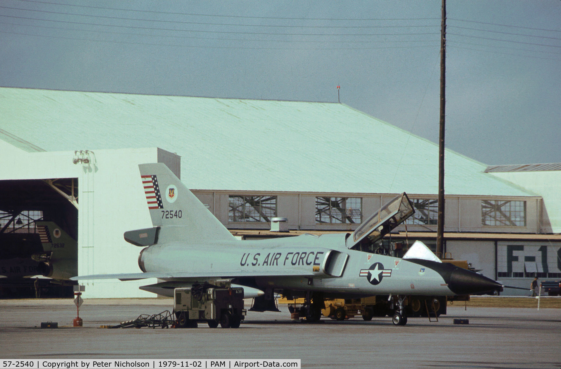 57-2540, 1957 Convair F-106B Delta Dart C/N 8-27-34, F-106B Delta Dart of the 95th Fighter Interceptor Training Squadron at Tyndall AFB in November 1979.