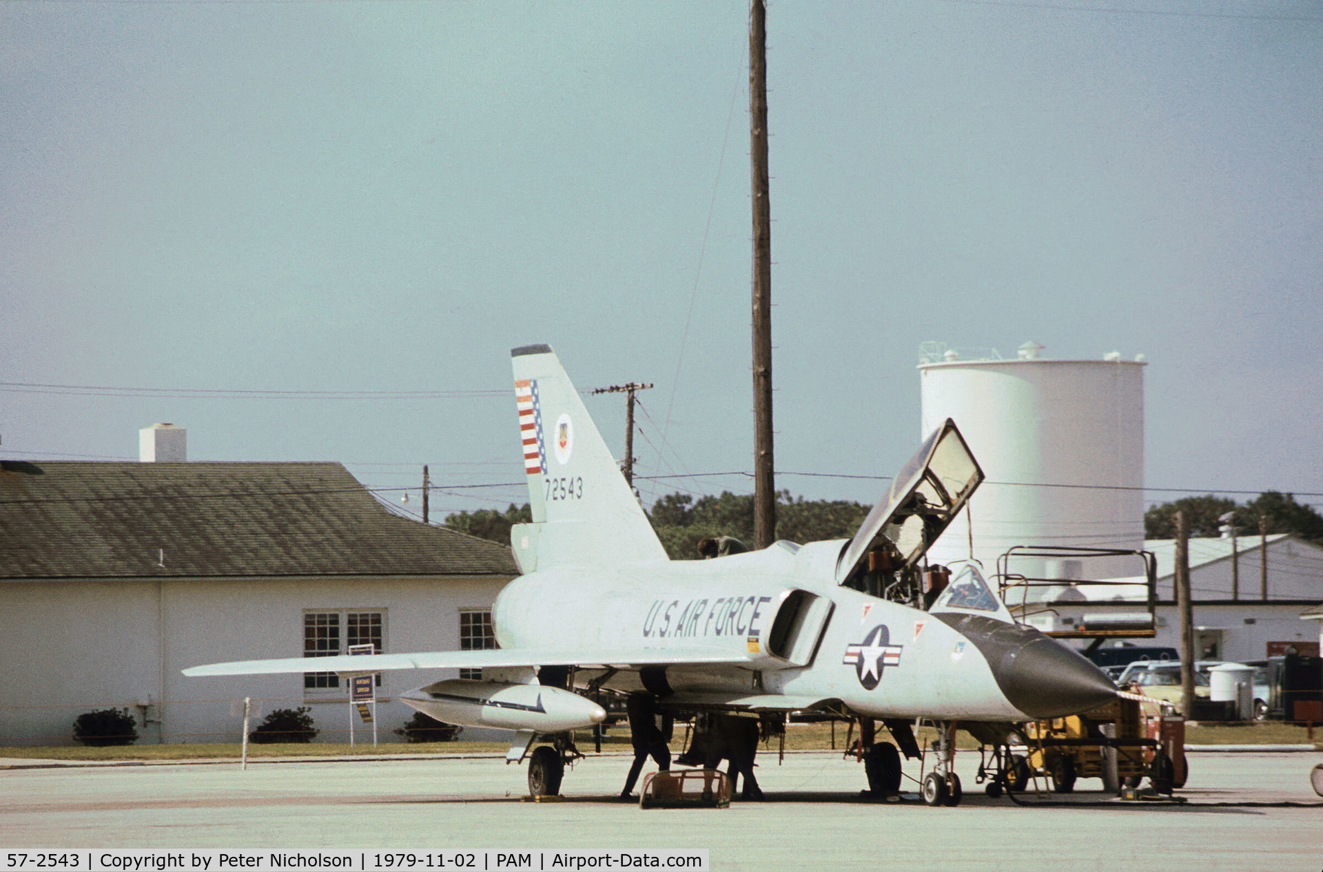 57-2543, 1957 Convair F-106B Delta Dart C/N 8-27-37, F-106B Delta Dart of the 95th Fighter Interceptor Training Squadron at Tyndall AFB in November 1979.