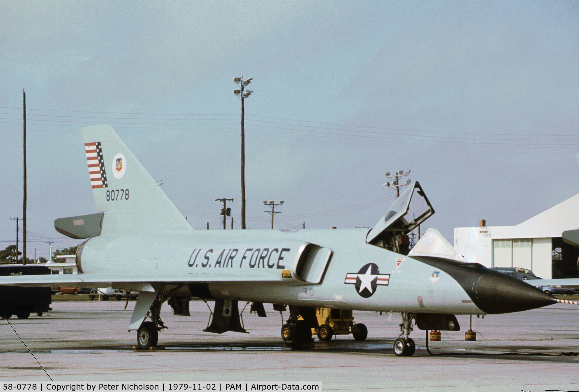 58-0778, 1958 Convair F-106A Delta Dart C/N 8-24-109, F-106A Delta Dart of the 95th Fighter Interceptor Training Squadron at Tyndall AFB in November 1979.
