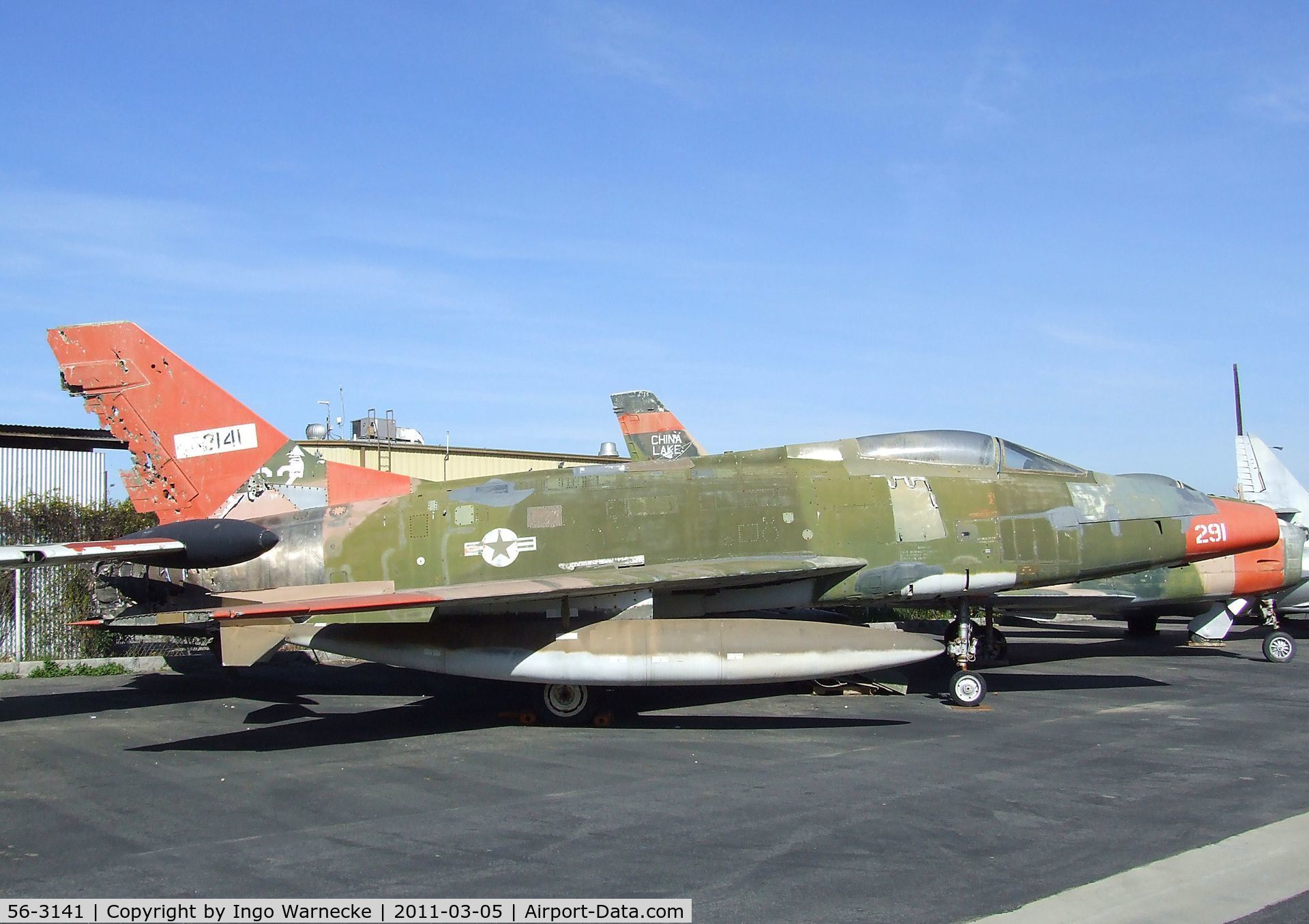 56-3141, 1956 North American F-100D Super Sabre C/N 235-239, North American F-100D Super Sabre at the Planes of Fame Air Museum, Chino CA