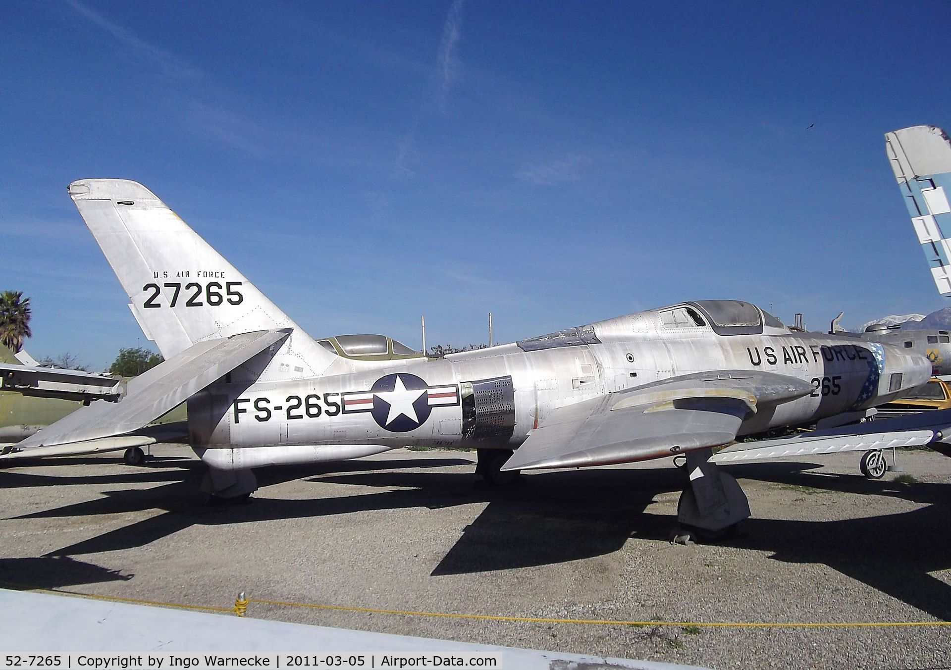 52-7265, 1953 Republic RF-84K-17-RE Thunderflash C/N 221, Republic RF-84K Thunderflash at the Planes of Fame Air Museum, Chino CA