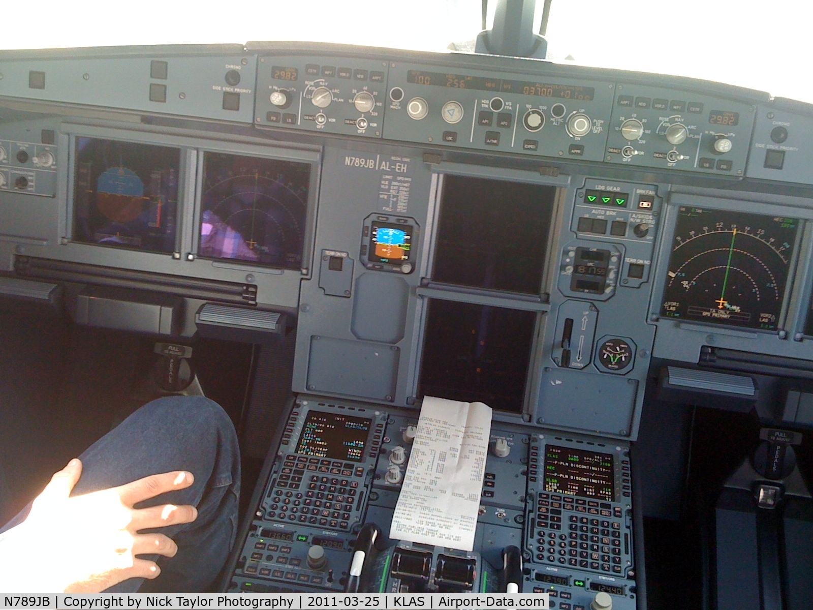 N789JB, 2011 Airbus A320-232 C/N 4612, Sitting in the cockpit of N789JB my ride from LGB-LAS
