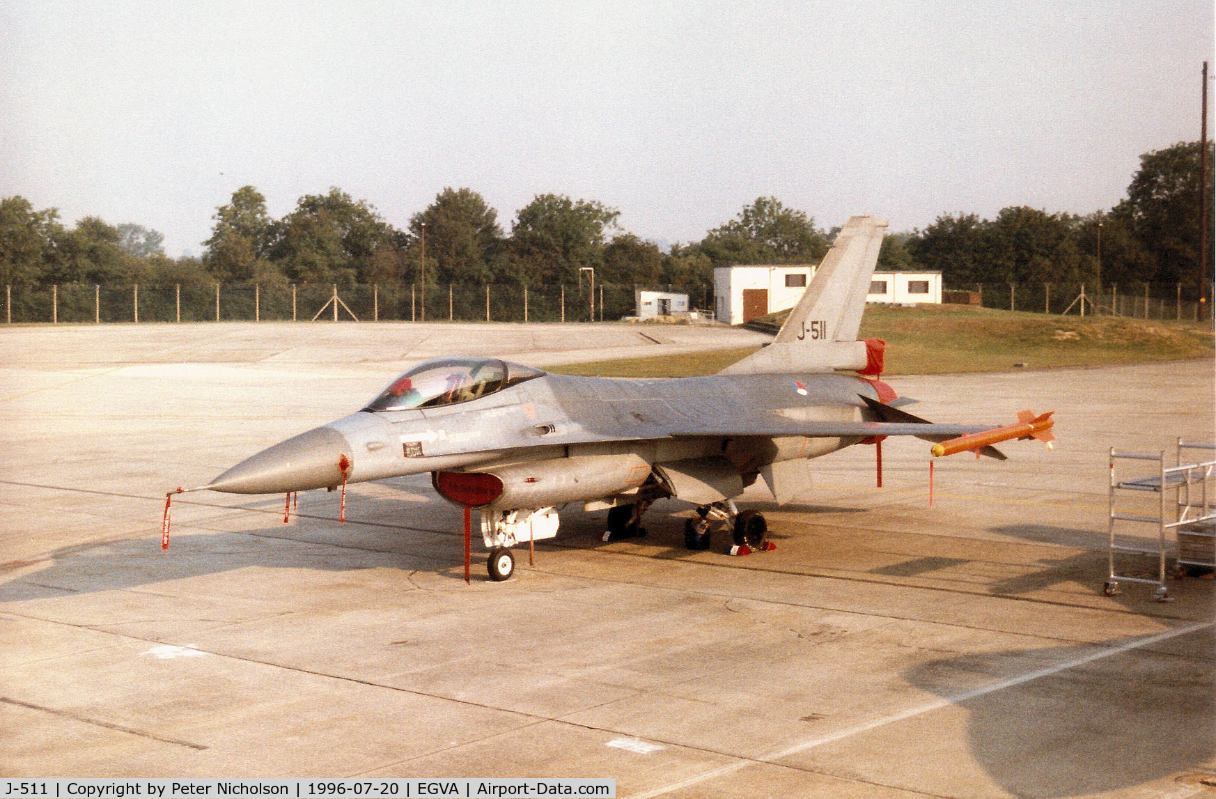 J-511, 1989 Fokker F-16A Fighting Falcon C/N 6D-150, F-16A Falcon of 306 Squadron of the Royal Netherlands Air Force on the flight-line at the 1996 Royal Intnl Air Tattoo at RAF Fairford.
