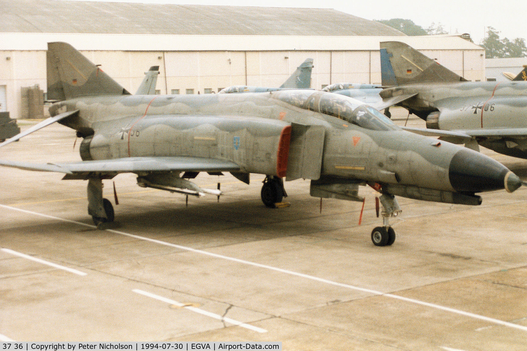 37 36, 1972 McDonnell Douglas F-4F Phantom II C/N 4436, F-4F Phantom, callsign German Air Force 3736, of JBG-35 at Pferdsfeld on the flight-line at the 1994 Intnl Air Tattoo at RAF Fairford.