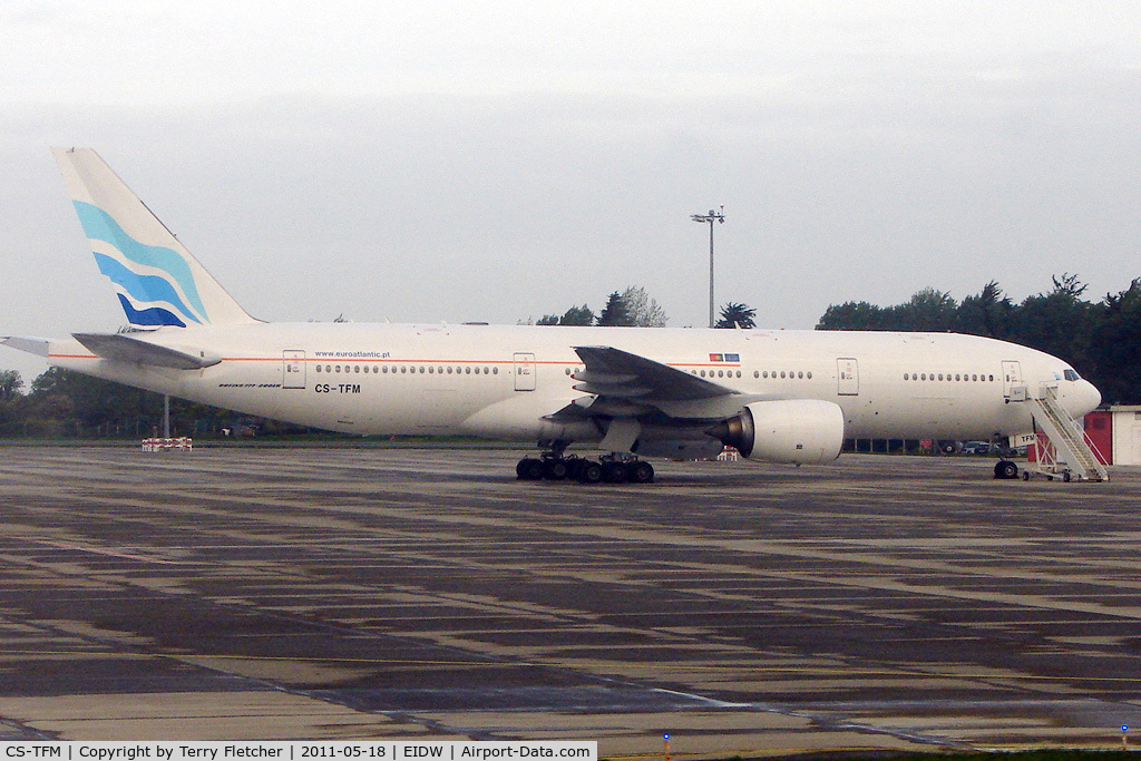 CS-TFM, 1998 Boeing 777-212/ER C/N 28513, Football Charter in connection with the 2011 EUFA Cup Final held in Dublin between Portuguese teams , Porto and Braga
