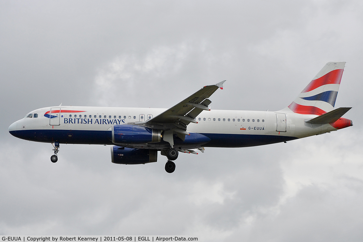 G-EUUA, 2001 Airbus A320-232 C/N 1661, On approach to r/w 27L