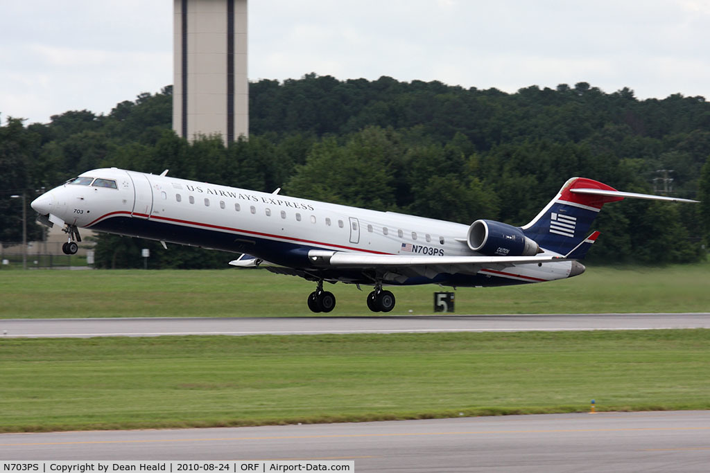 N703PS, 2004 Bombardier CRJ-701 (CL-600-2C10) Regional Jet C/N 10137, US Airways Express (PSA Airlines) N703PS departing RWY 5.