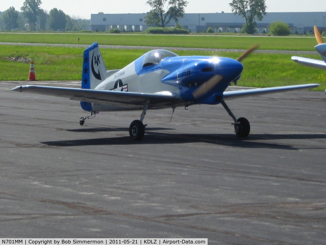 N701MM, Bushby Midget Mustang M-1 C/N M-I-2184, Departing Delaware, Ohio - EAA breakfast fly-in.