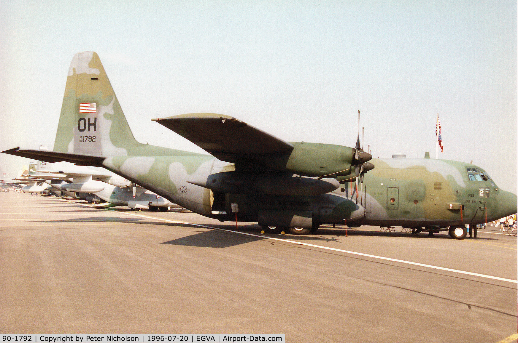 90-1792, 1991 Lockheed C-130H Hercules C/N 382-5245, C-130H Hercules named Spirit of Ontario of the 164th Airlift Squadron Ohio ANG on display at the 1996 Royal Intnl Air Tattoo at RAF Fairford.