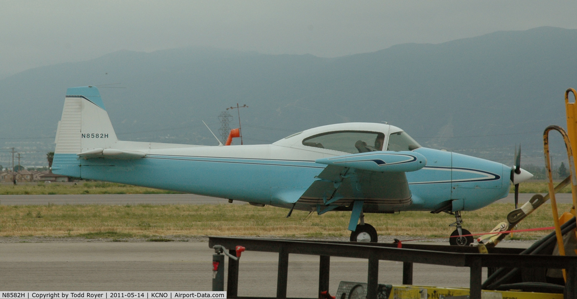 N8582H, 1947 North American Navion (NA-145) C/N NAV-4-557, Grey day at Chino