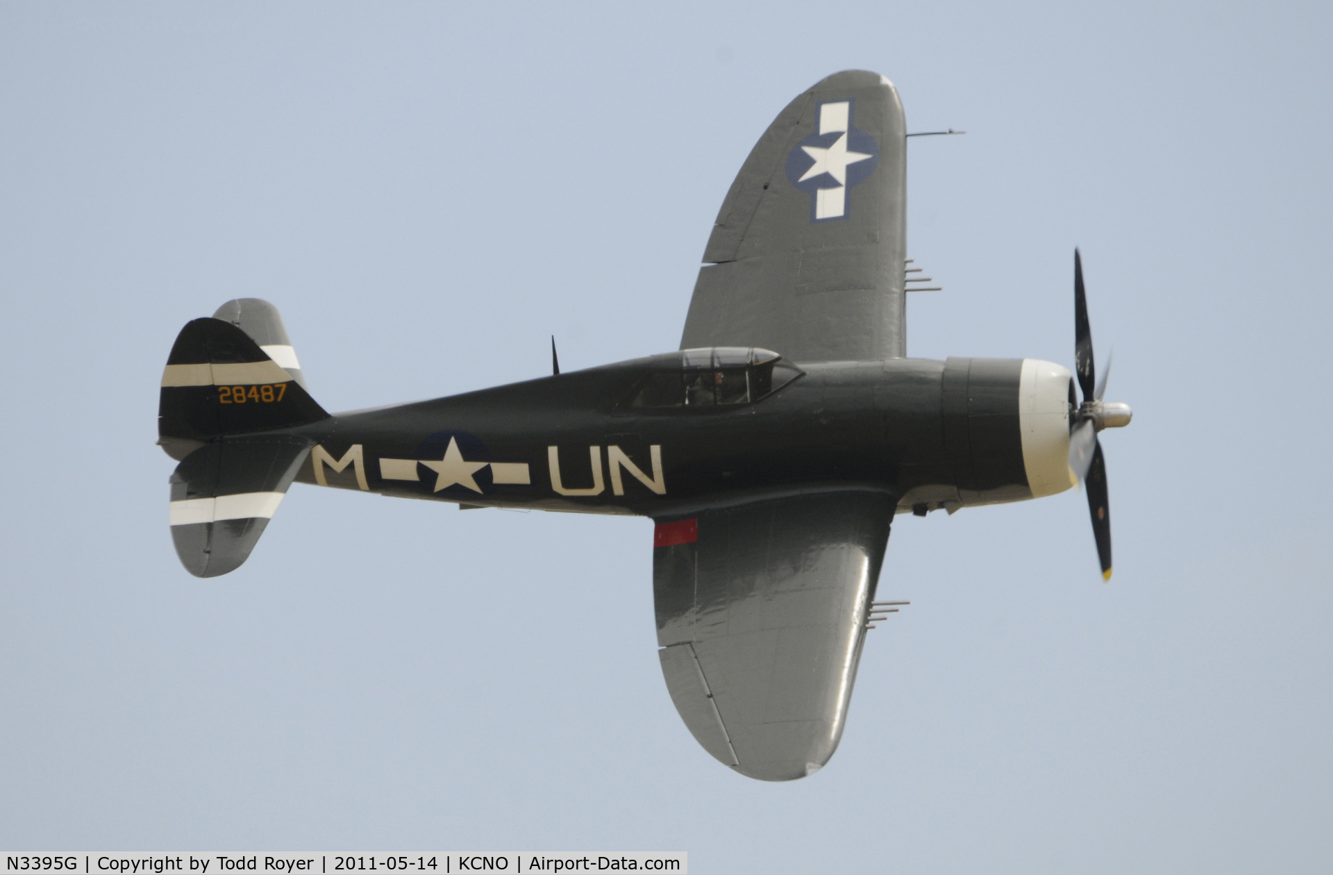 N3395G, 1942 Republic P-47G-15-CU Thunderbolt C/N 42-25254, Flight display at Chino