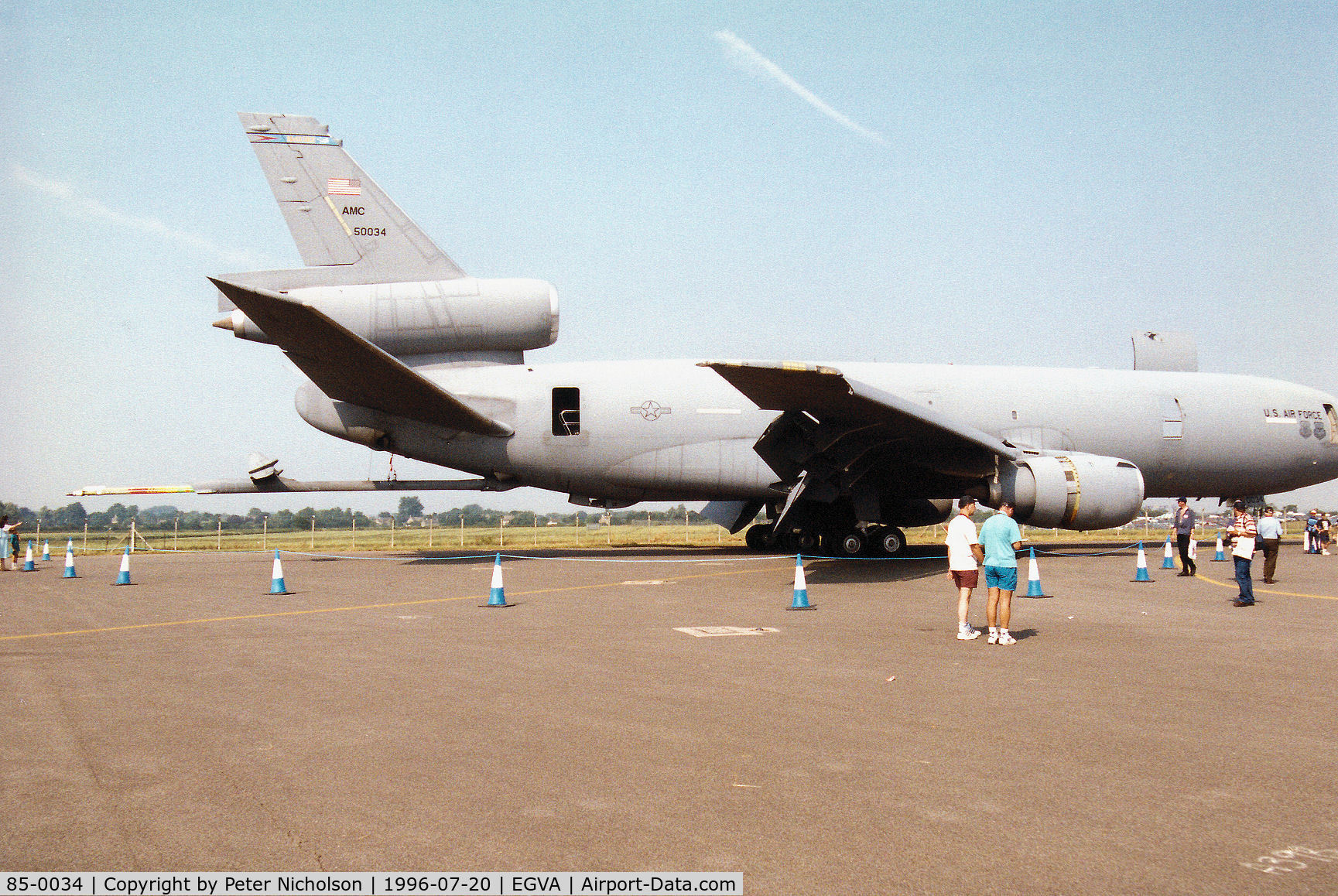 85-0034, 1985 McDonnell Douglas KC-10A Extender C/N 48239, KC-10A Extender of the 305th Air Mobility Wing on display at the 1996 Royal Intnl Air Tattoo at RAF Fairford.