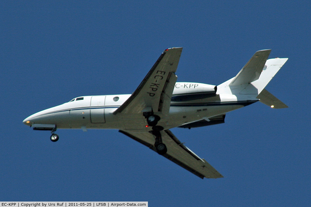 EC-KPP, 1986 Dassault Falcon 100 C/N 209, Atlas Executive Air landing at BSL-Airport