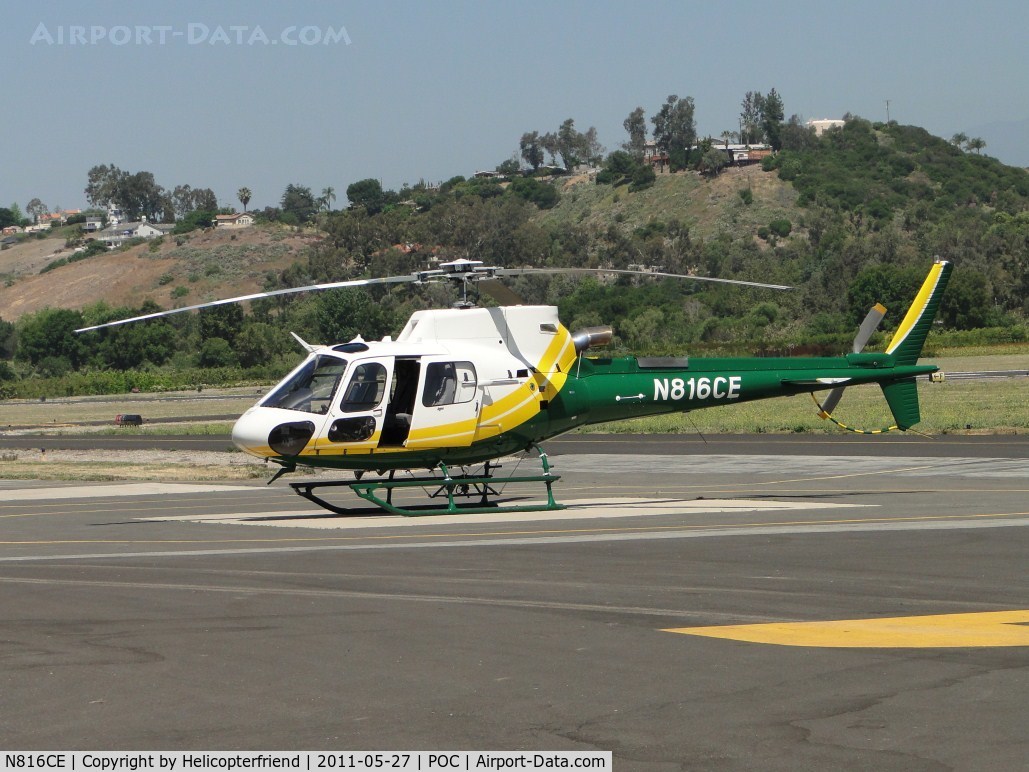 N816CE, 2009 Aerospatiale AS-350B-3e Ecureuil C/N 4724, Parked on the helipad west of Norm's Cafe