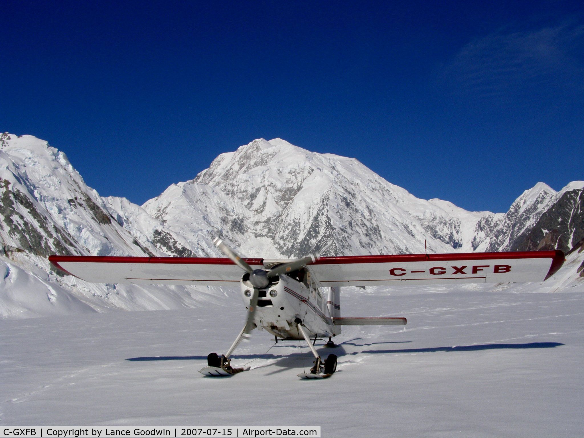C-GXFB, 1966 Helio H-295-1200 Super Courier C/N 1223, Helio Courier C-GXFB in front of Mt.Logan Canadas highest Mt.
Helios like the H295 were regularly landed on the plateau at 17,500' during the 1970's and 80s.