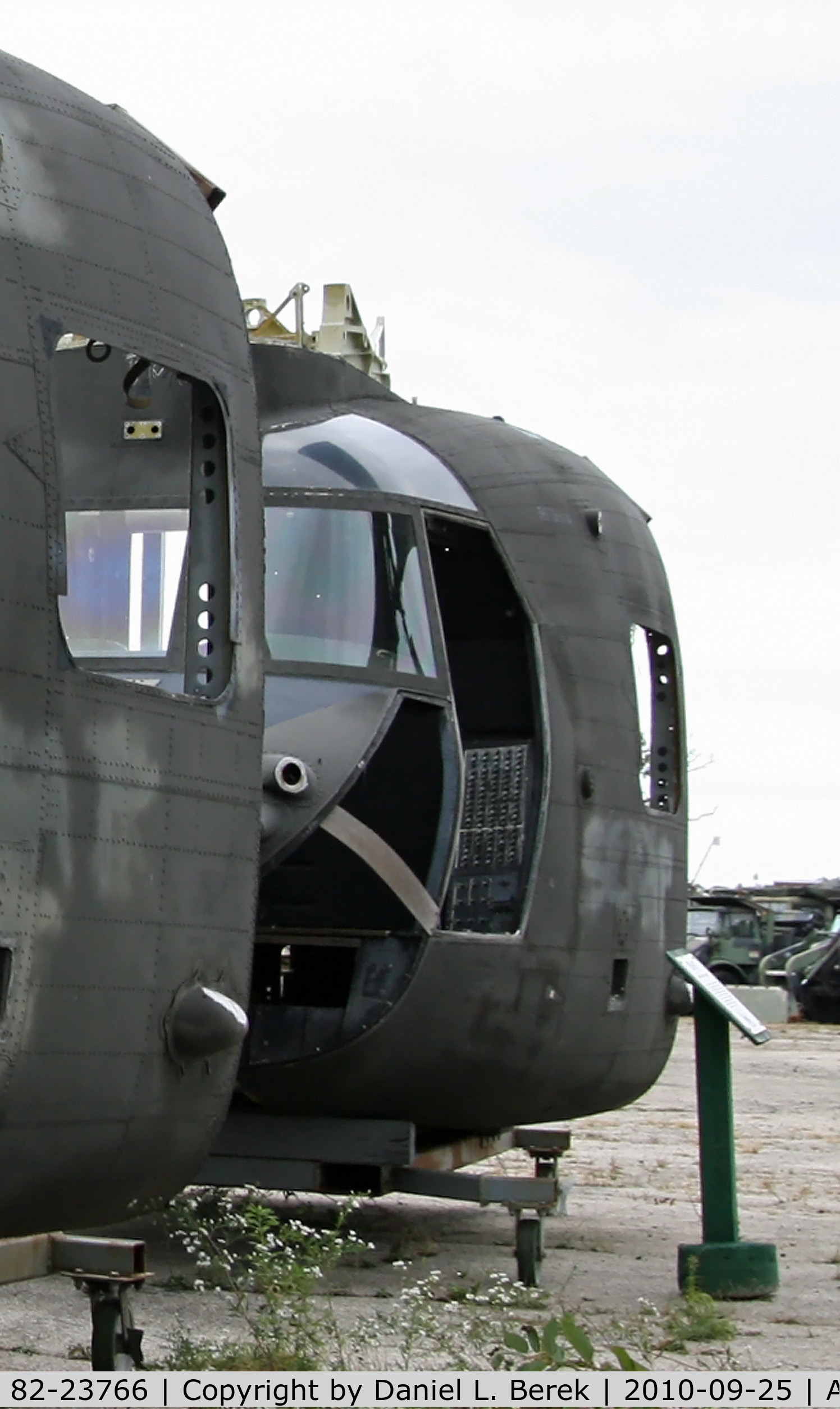 82-23766, 1982 Boeing Vertol CH-47D Chinook C/N M.3017, One of two Chinook noses on display at the Russell Military Museum