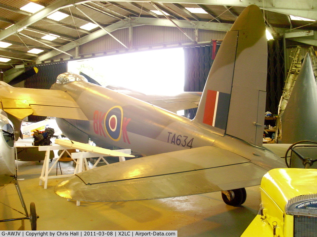 G-AWJV, De Havilland DH-98 Mosquito TT.35 C/N Not found G-AWJV, preserved at the de Havilland Aircraft Heritage Centre, London Colney