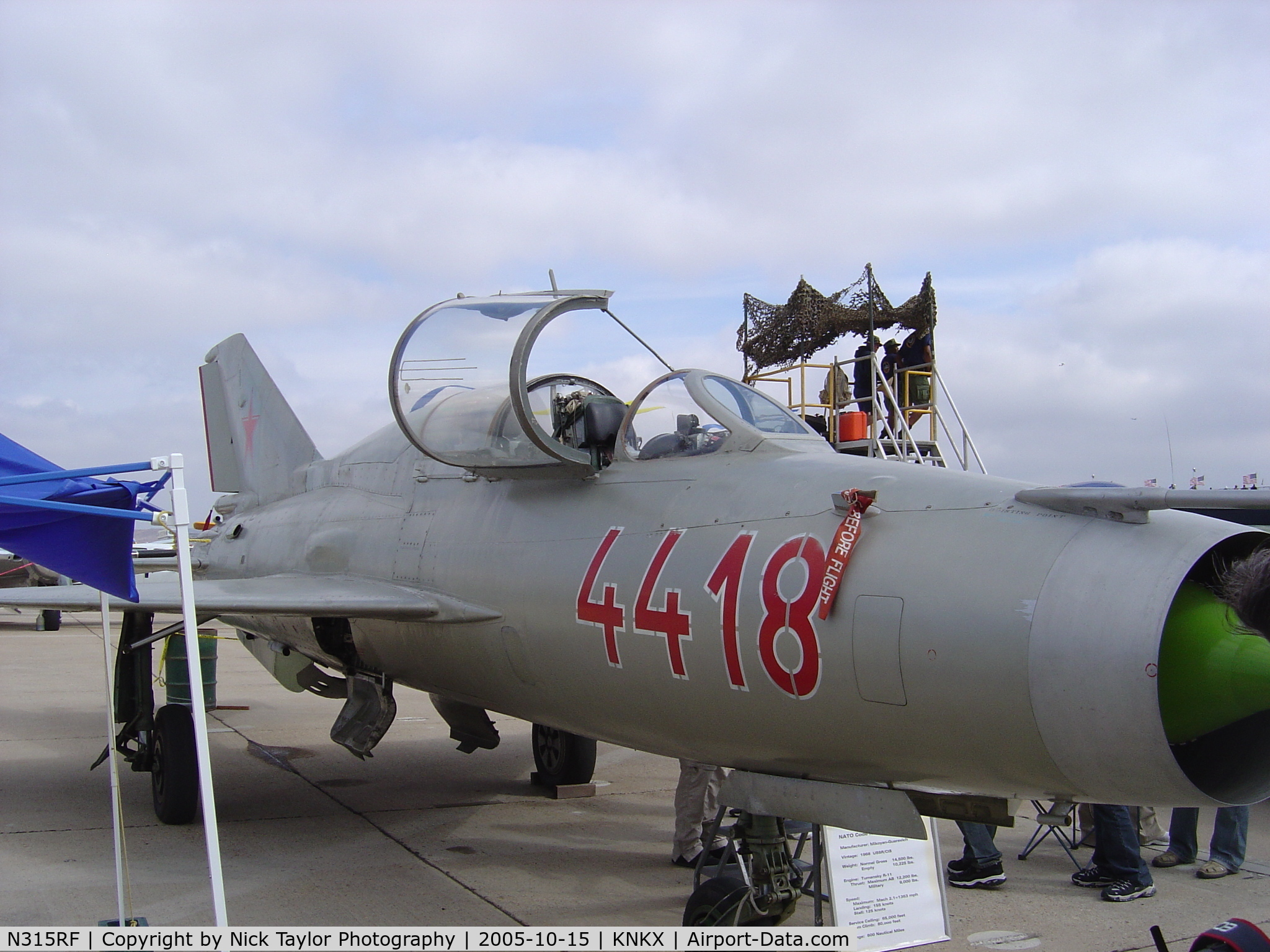 N315RF, 1967 Mikoyan-Gurevich MiG-21U-600 C/N 664418, On display at the 2005 MCAS Miramar Airshow