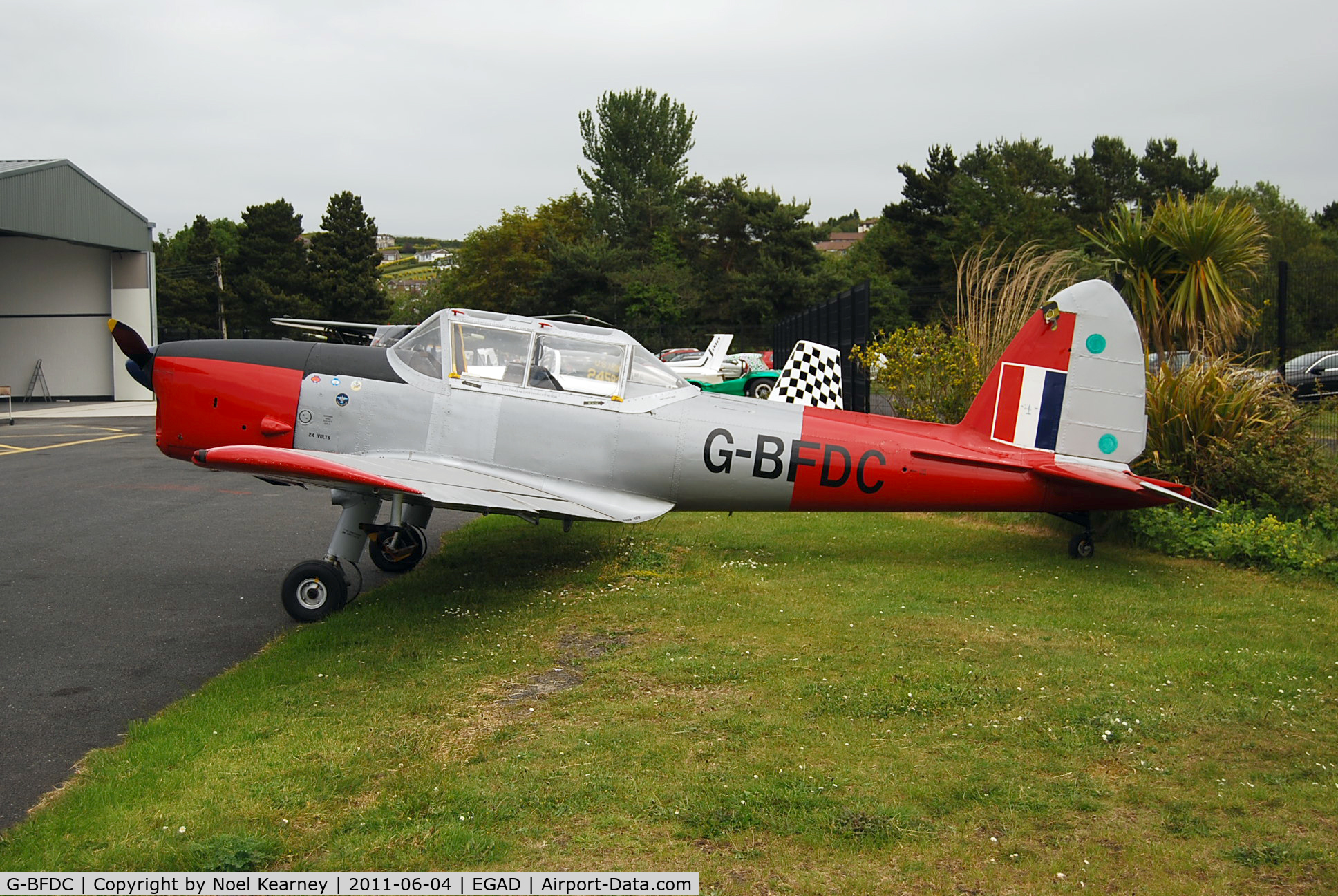 G-BFDC, 1959 De Havilland DHC-1 Chipmunk 22 C/N C1/0525, Parked on the apron at Newtownards Airfield.
