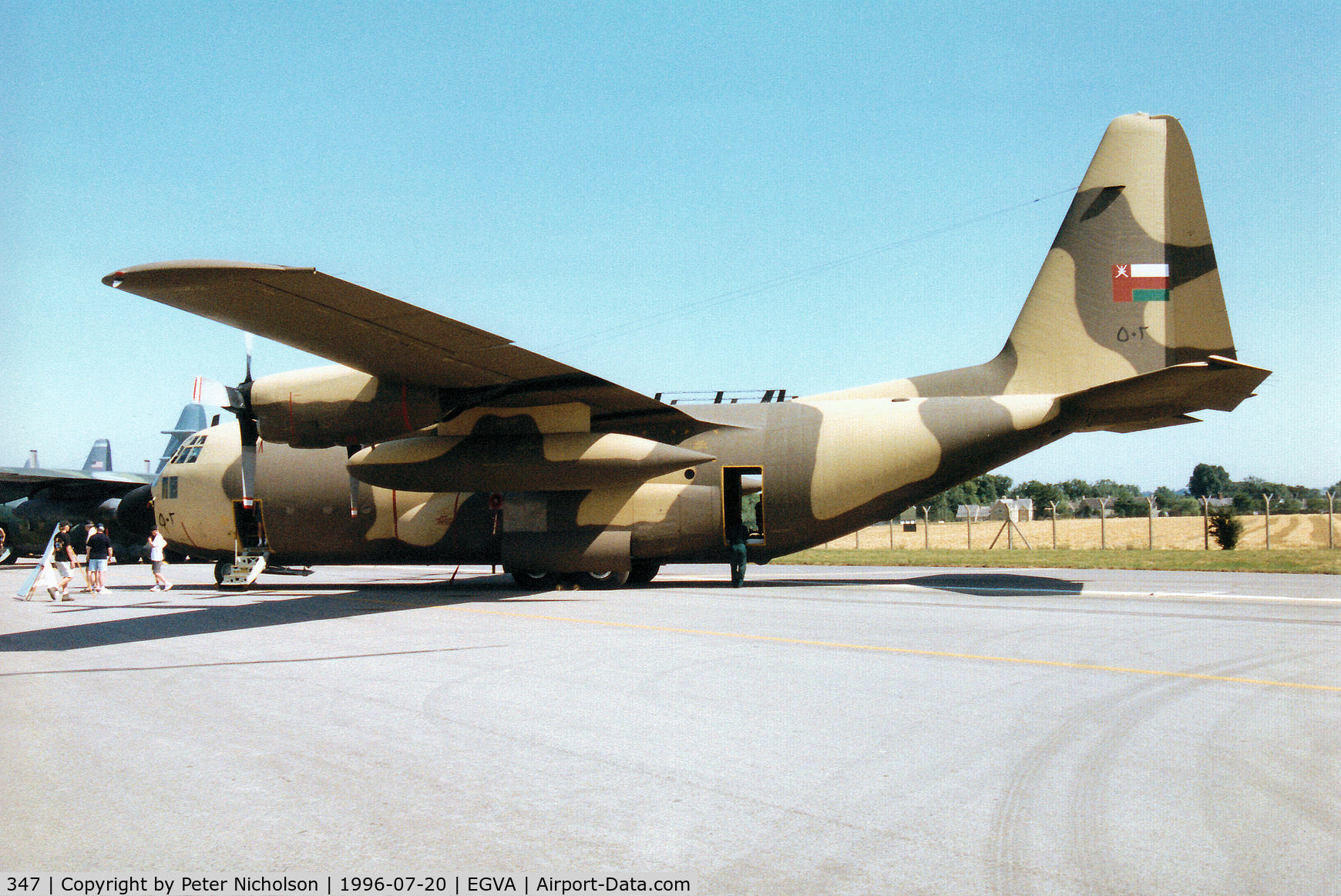 347, Lockheed C-130H Hercules C/N 382-4929, C-130H Hercules of 3 Squadron Royal Jordanian Air Force on display at the 1996 Royal Intnl Air Tattoo at RAF Fairford.
