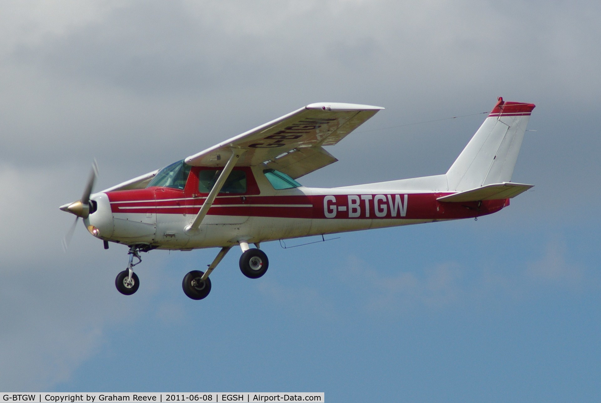 G-BTGW, 1979 Cessna 152 C/N 15279812, About to touch down.