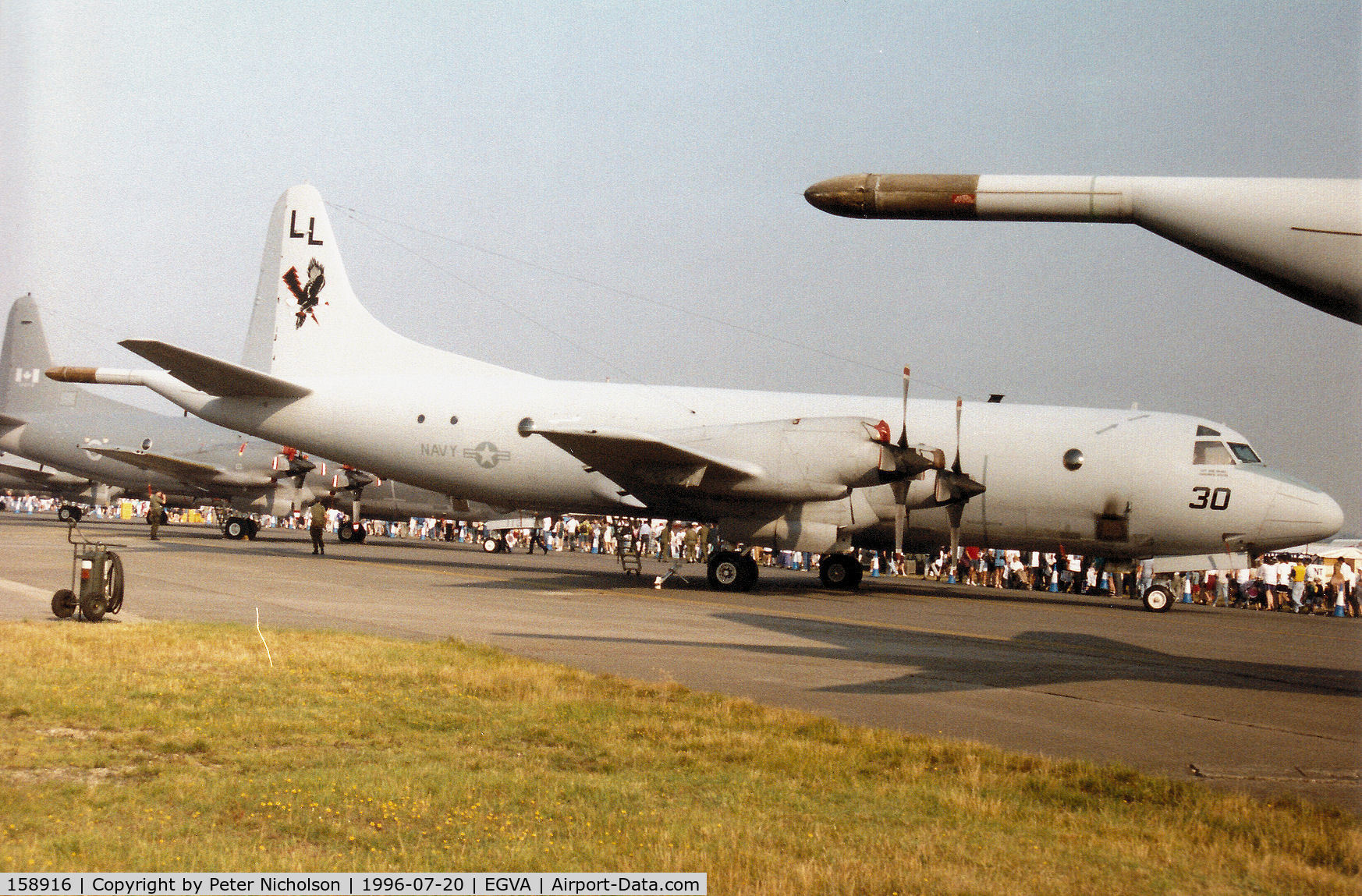 158916, Lockheed P-3C Orion C/N 285A-5588, P-3C Orion of Patrol Squadron VP-30 at Naval Air Station Jacksonville on display at the 1996 Royal Intnl Air Tattoo at RAF Fairford.