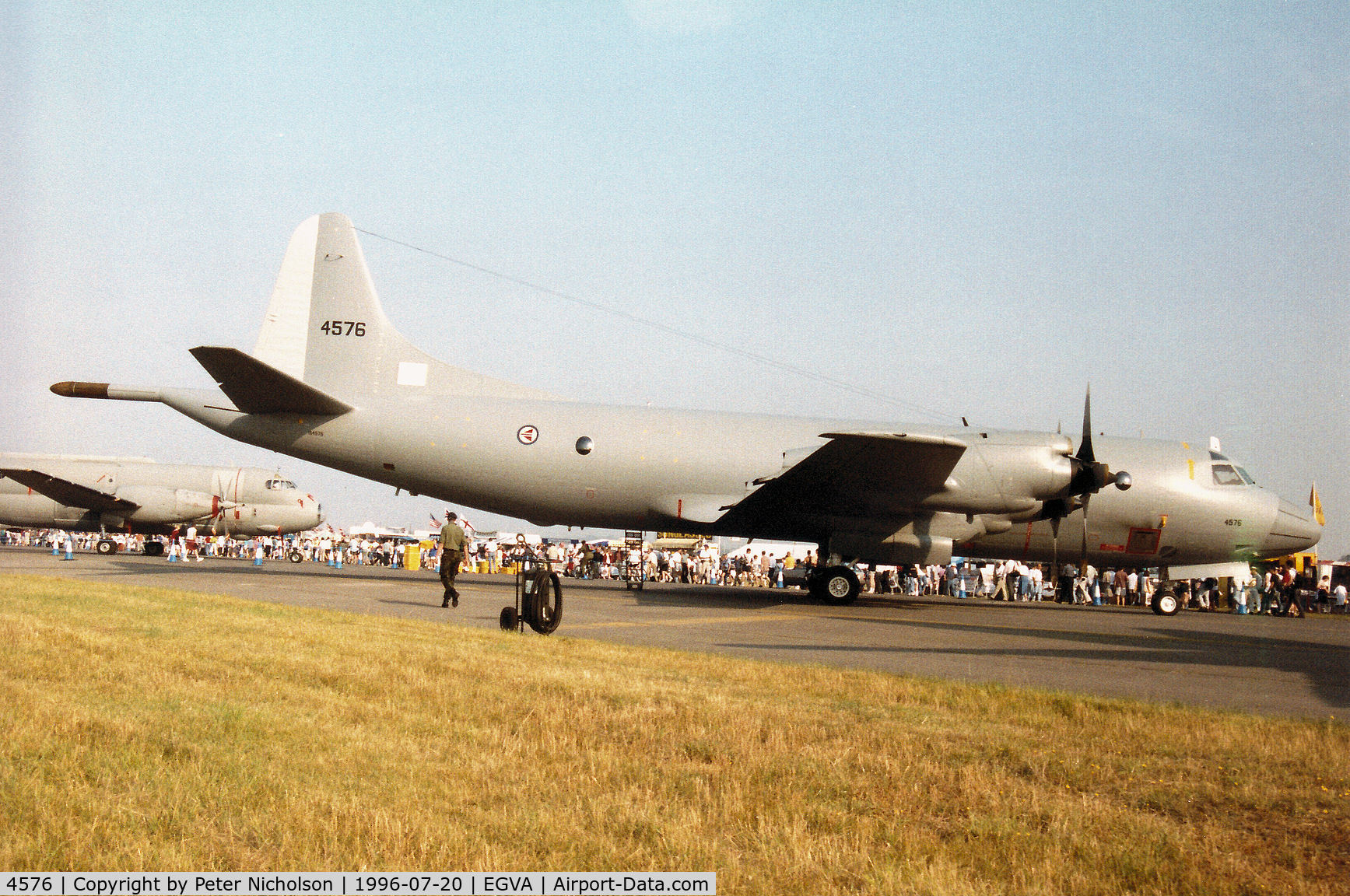 4576, Lockheed P-3N Orion C/N 185-5257, P-3N Orion of 333 Skv Royal Norwegian Air Force on display at the 1996 Royal Intnl Air Tattoo at RAF Fairford.