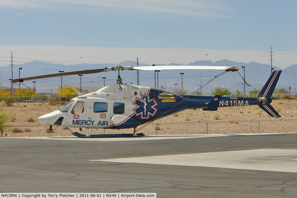 N415MA, 1988 Bell 222U C/N 47568, 1988 Bell 222U, c/n: 47568 at Action Helipad - just south of Las Vegas