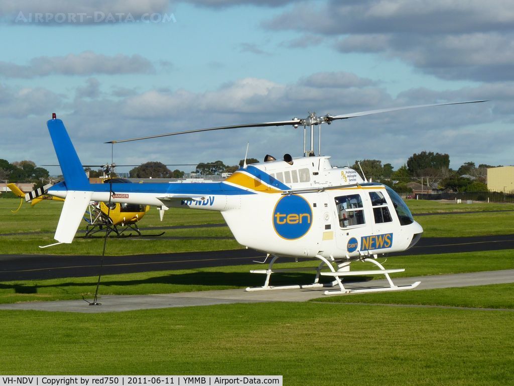 VH-NDV, 1989 Bell 206B JetRanger III C/N 4071, Channel 10 news helicopter, Bell 206 LongRanger VH-NDV, at Moorabbin
