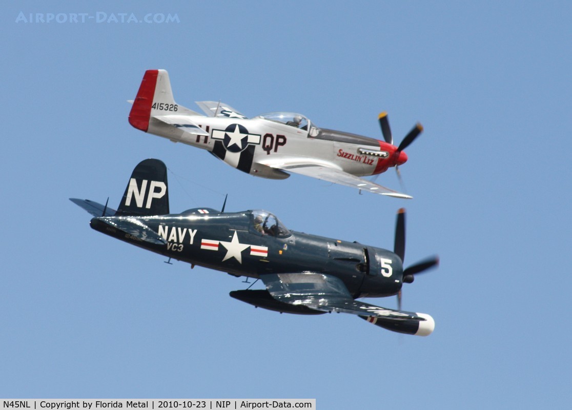 N45NL, 1951 Vought F4U-5NL Corsair C/N 124692, F4U and P-51 formation