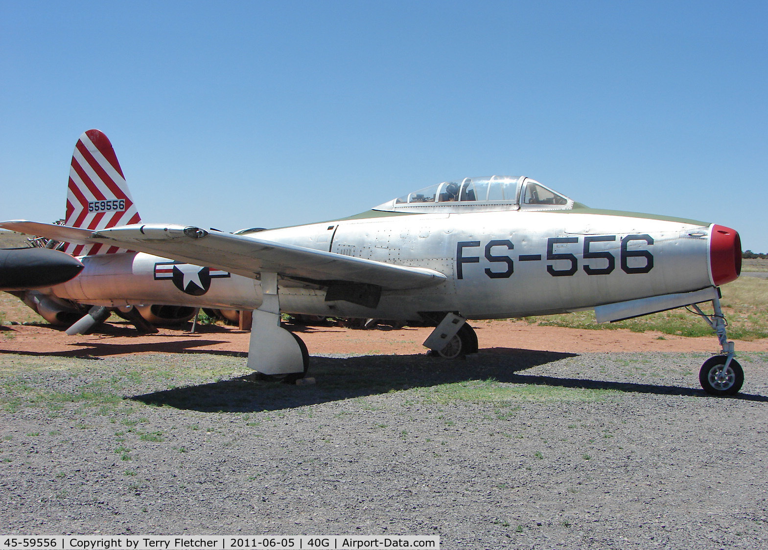 45-59556, Republic F-84B-11-RE Thunderjet C/N Not found 45-59556, Republic Aviation Corp F-84B-11-RE Thunderjet, c/n: unknown at Planes of Fame museum Valle AZ