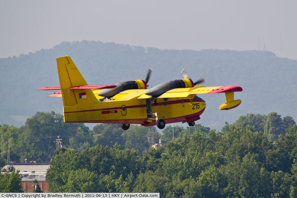 C-GNCS, 1969 Canadair CL-215-I (CL-215-1A10) C/N 1008, The final takeoff from Hickory, NC as old N215NC heads to Yellowknife, NWT to join the CL-215 fleet at Buffalo Airways.