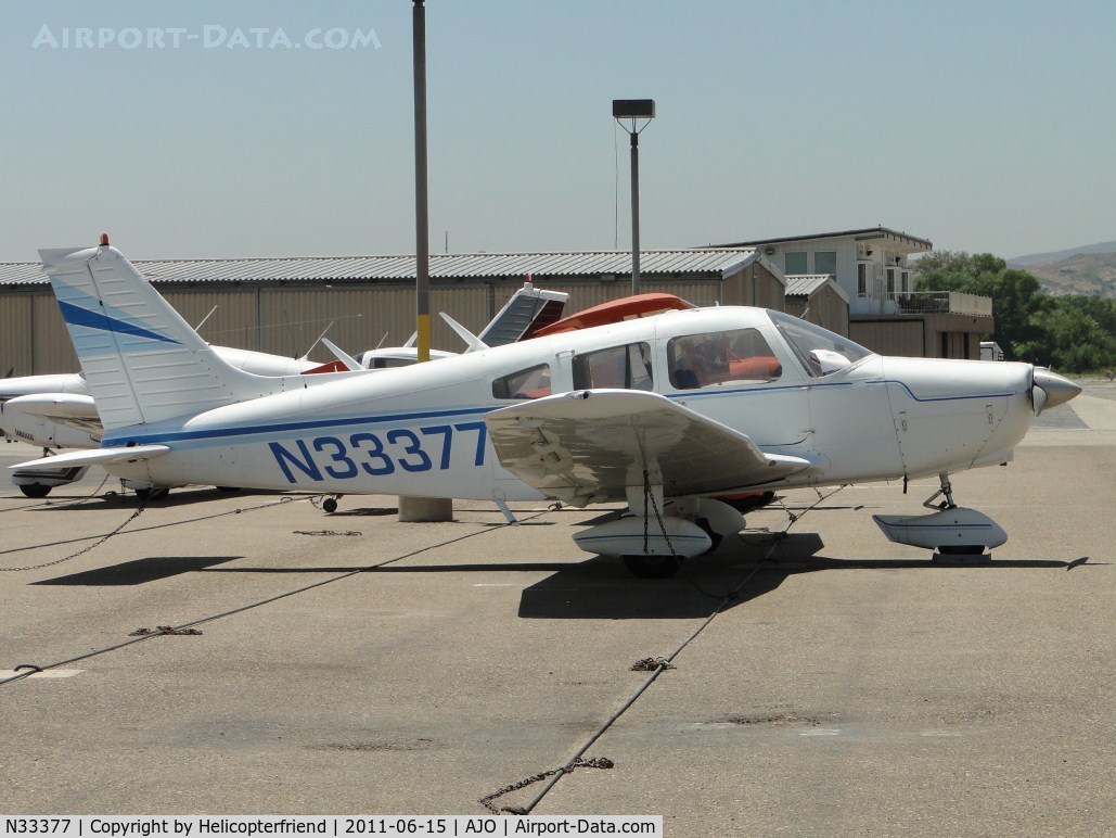 N33377, 1975 Piper PA-28-151 C/N 28-7515334, Parked south of the runway