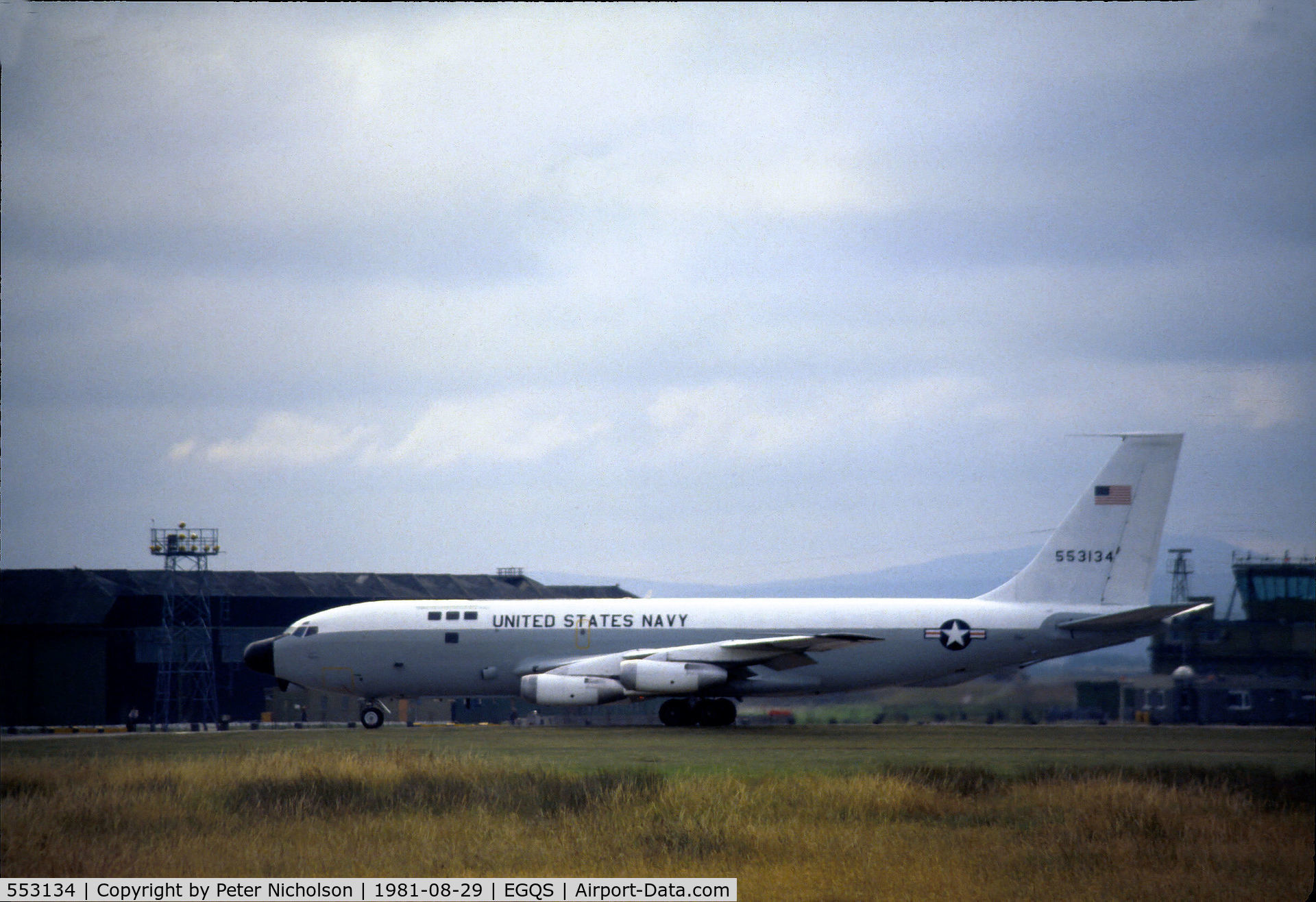 553134, 1955 Boeing NKC-135A Stratotanker C/N 17250, NKC-135A of the US Navy's Fleet Electronic Warfare Support Group [FEWSG] active at RAF Lossiemouth during Exercise Ocean Venture in August 1981.