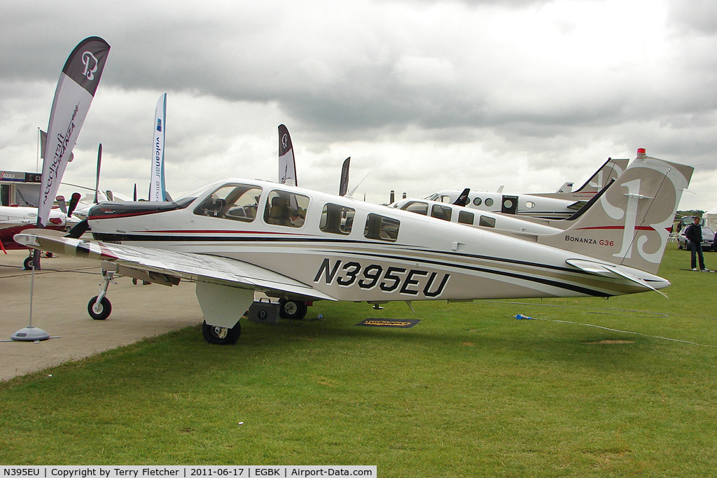 N395EU, 2011 Hawker Beechcraft Corp G36 Bonanza C/N E-3951, Hawker Beechcraft Corp G36, c/n: E-3951 displayed at 2011 AeroExpo at Sywell