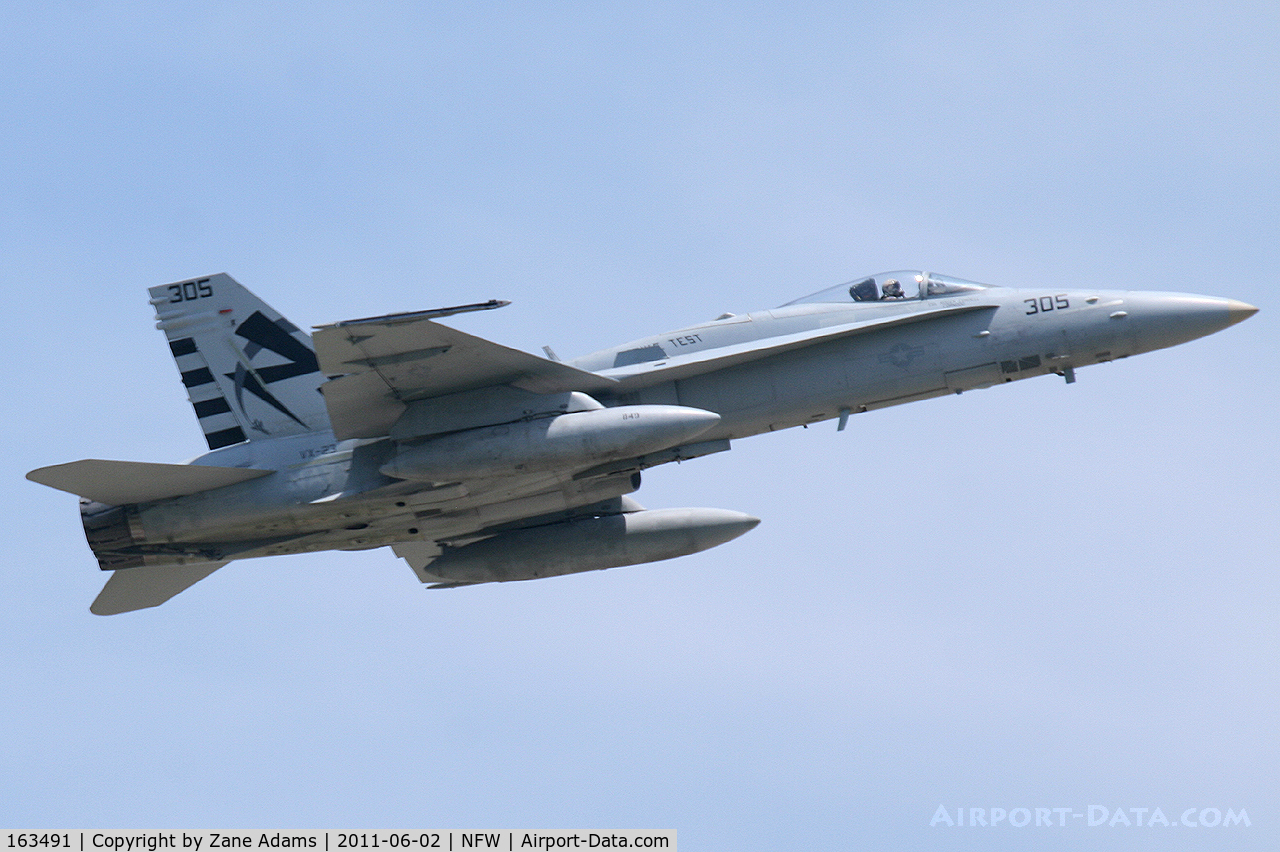 163491, 1988 McDonnell Douglas F/A-18C Hornet C/N 727/C048, VX-23 F/A-18 departs NAS Fort Worth for the delivery flight of F-35C, CF-03, to NAS Pax River