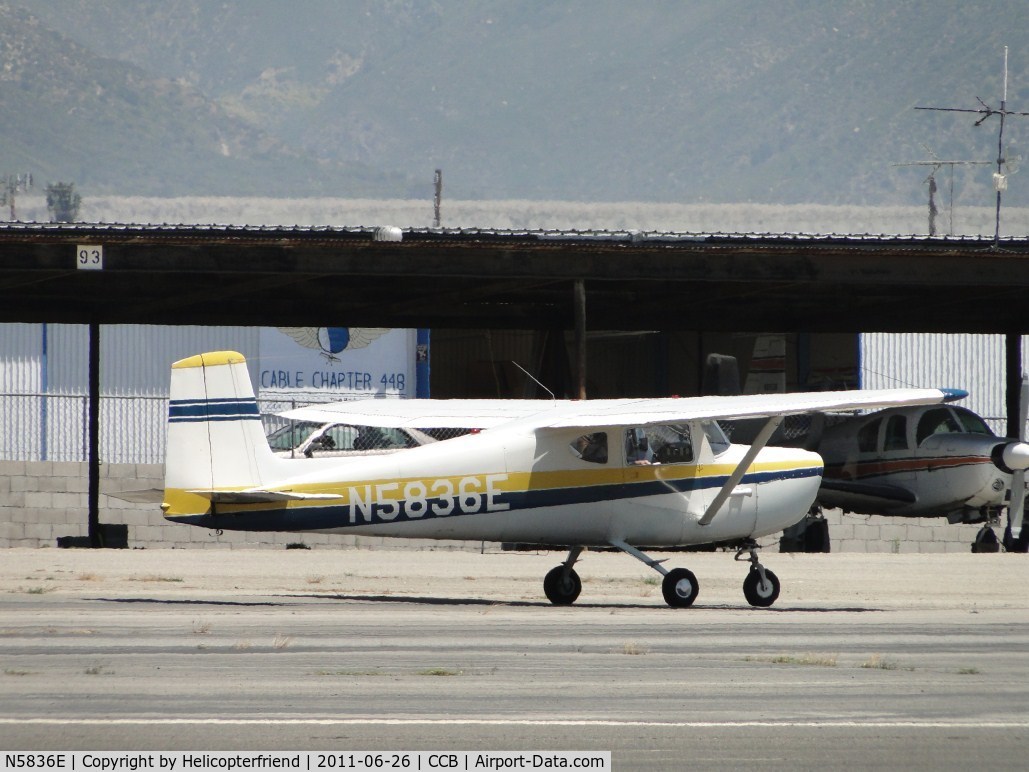 N5836E, 1959 Cessna 150 C/N 17336, Taxiing eastbound on the northside