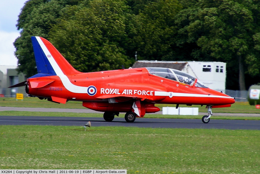 XX264, 1978 Hawker Siddeley Hawk T.1A C/N 100/312100, back tracking up the runway after its display at the Cotswold Airshow