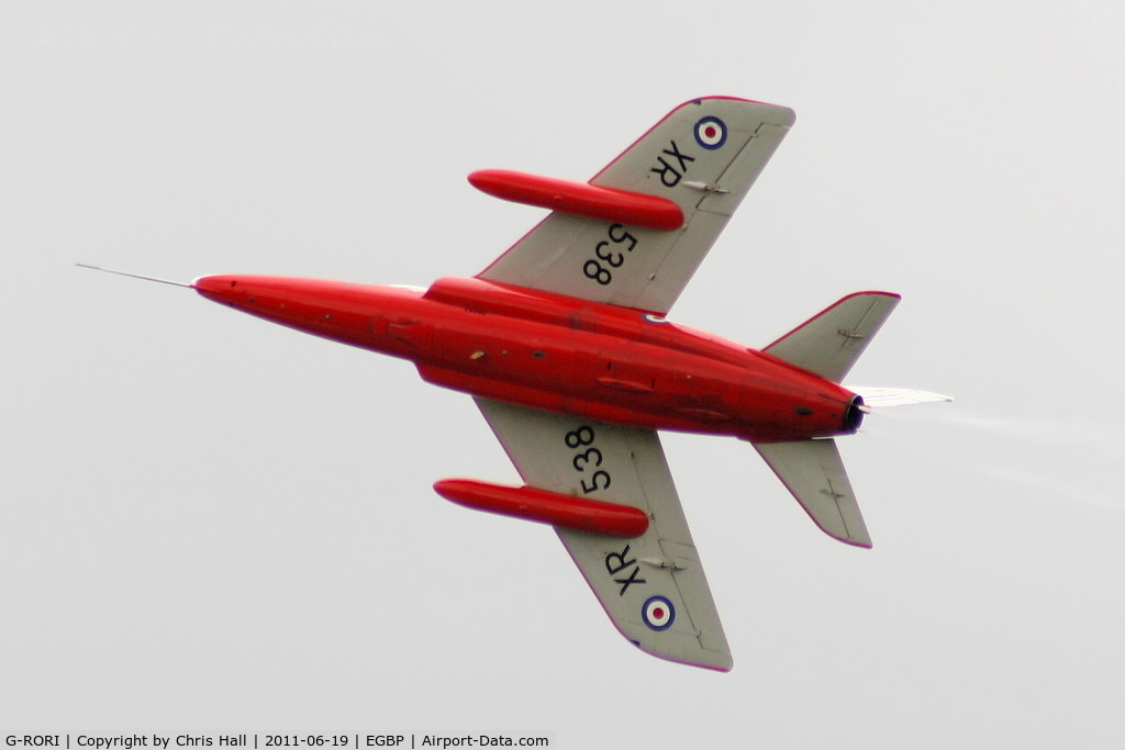 G-RORI, 1963 Hawker Siddeley Gnat T.1 C/N FL549, Heritage Aircraft Ltd Folland Gnat displaying at the Cotswold Airshow 2011