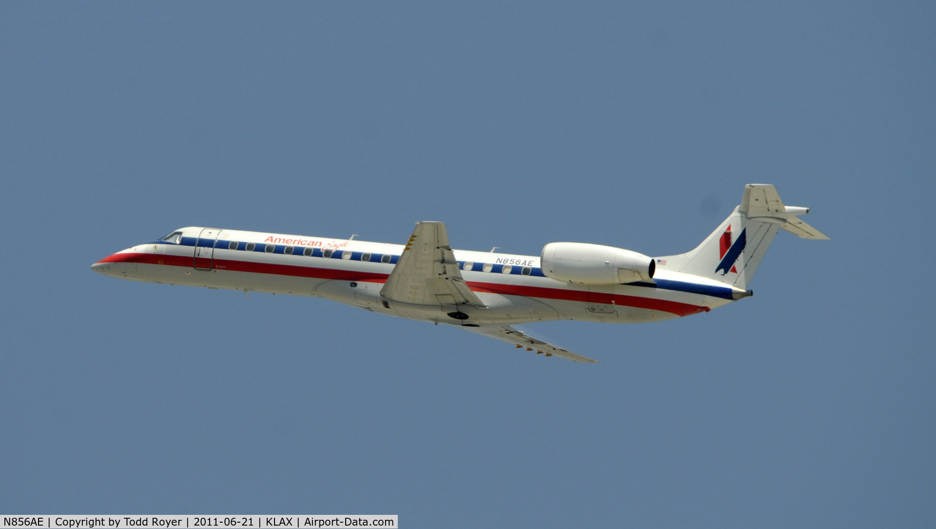 N856AE, 2003 Embraer ERJ-140LR (EMB-135KL) C/N 145748, Departing LAX