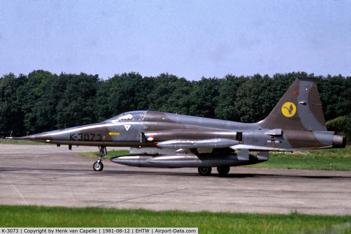 K-3073, 1972 Canadair NF-5A Freedom Fighter C/N 3073, NF-5A fighter-bomber of 316 squadron of the Royal Netherlands Air Force about to take off from Twente air base.
