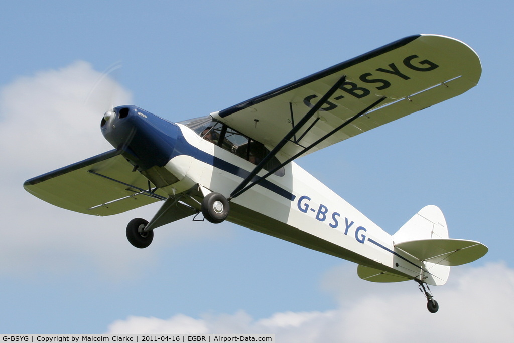 G-BSYG, 1947 Piper PA-12 Super Cruiser C/N 12-2106, Piper PA-12 at Breighton Airfield in April 2011.