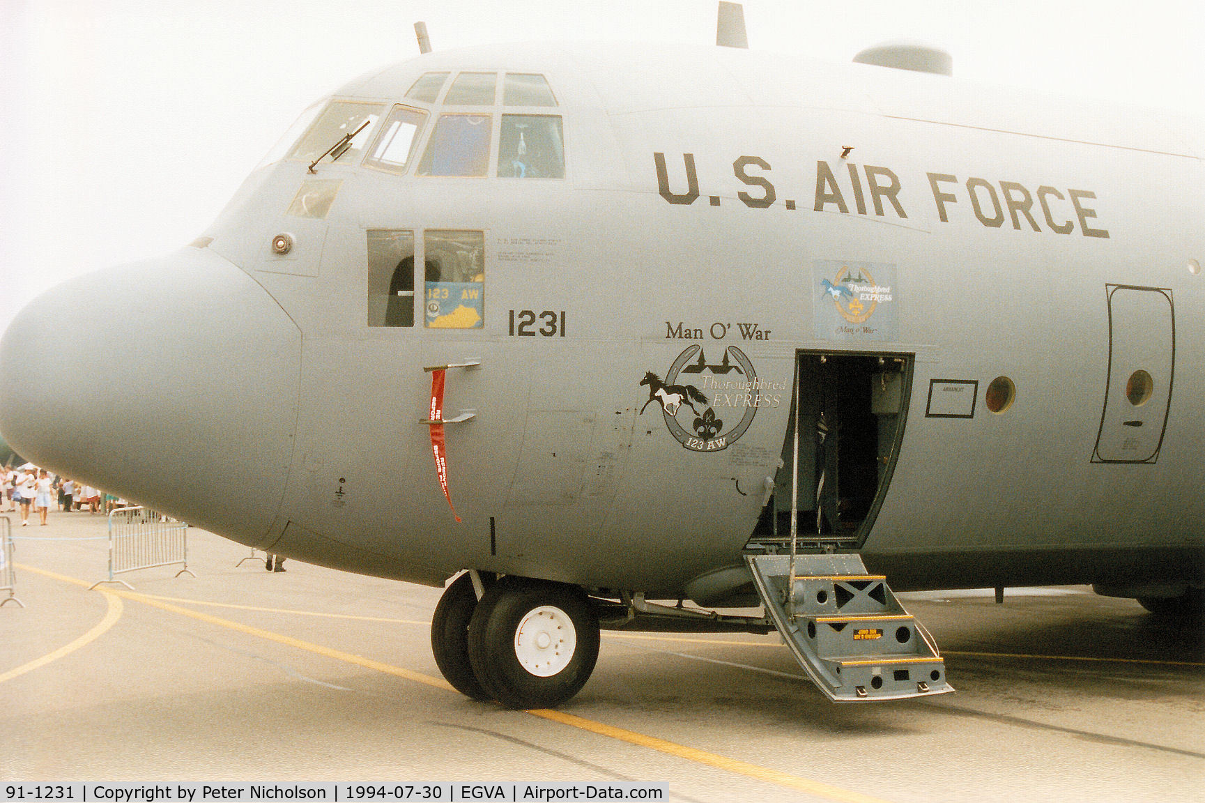91-1231, 1992 Lockheed C-130H Hercules C/N 382-5278, C-130H Hercules, callsign Derby 94, of the Kentucky Air National Guard on display at the 1994 Intnl Air Tattoo at RAF Fairford.