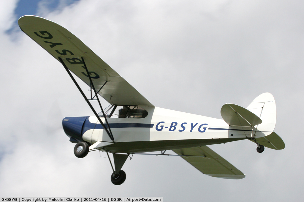 G-BSYG, 1947 Piper PA-12 Super Cruiser C/N 12-2106, Piper PA-12 at Breighton Airfield in April 2011.