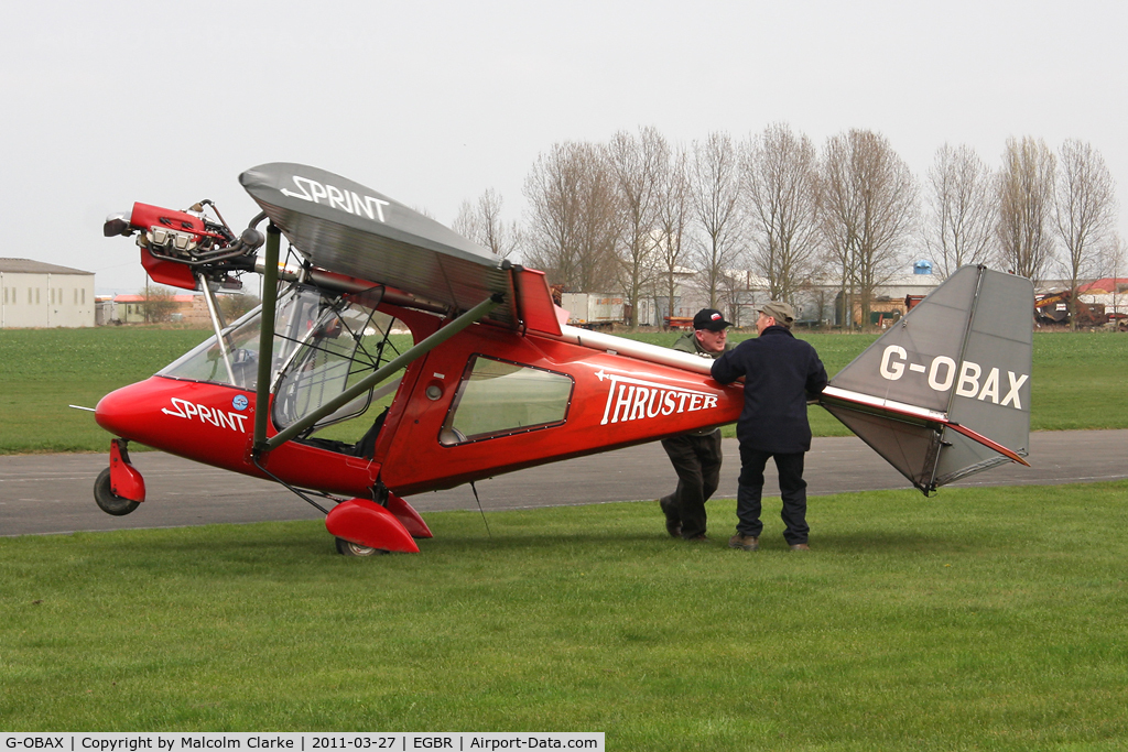 G-OBAX, 2001 Thruster T600N 450 JAB C/N 0051-T600N-053, Thruster T600N JAB at Breighton Airfield in March 2011.